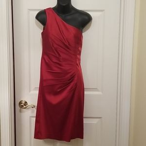 Calvin Klein one shoulder red cocktail dress